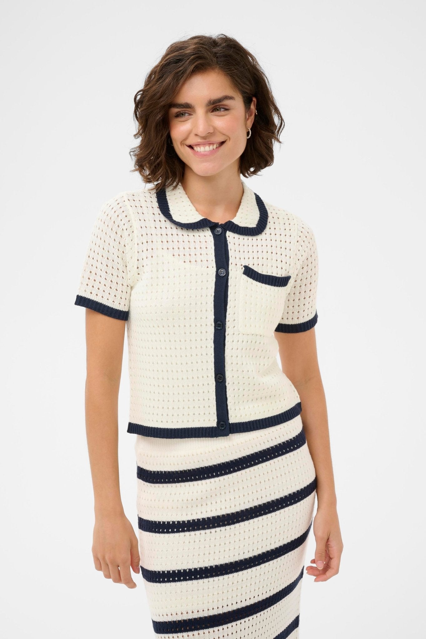 picture of Kaffe Brianna Knit Cardigan - Chalk - Number Two - womens - fashion - clothing - Kaffe 1