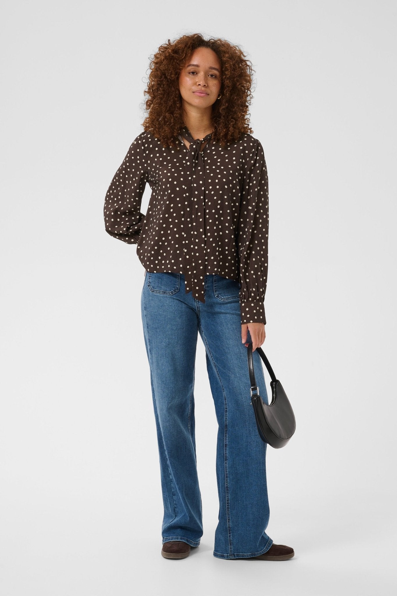 picture of Kaffe Dotte Shirt - Coffee Bean/Turtledove - Number Two - womens - fashion - clothing - Kaffe 4