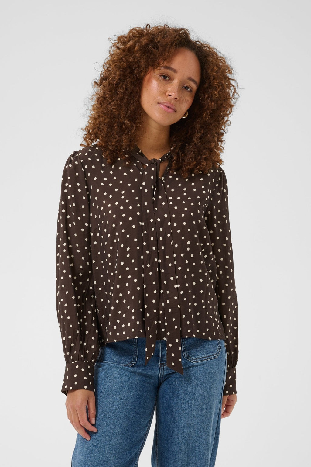picture of Kaffe Dotte Shirt - Coffee Bean/Turtledove - Number Two - womens - fashion - clothing - Kaffe 1