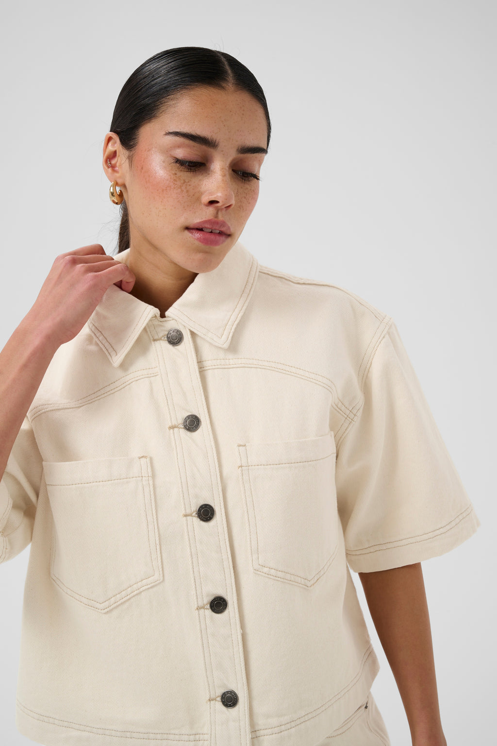 Kaffe Catharina Denim Shirt - Off White Washed