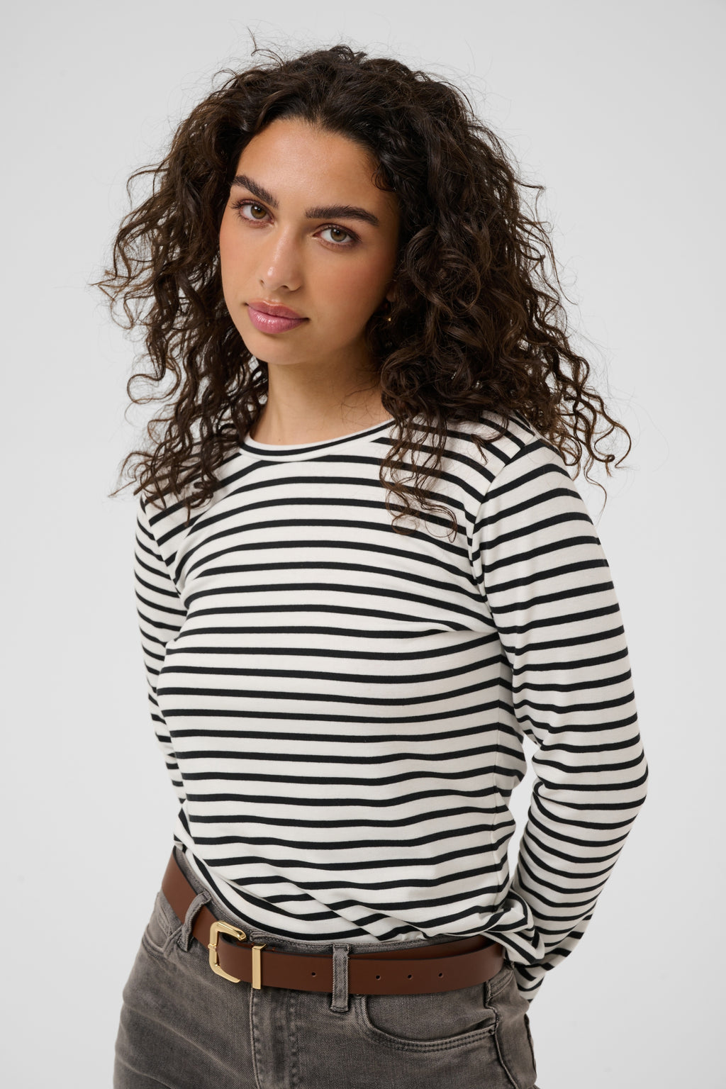 Kaffe Liddy T-shirt - Chalk Black Stripe