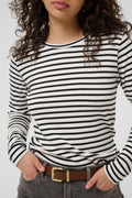 Kaffe Liddy T-shirt - Chalk Black Stripe