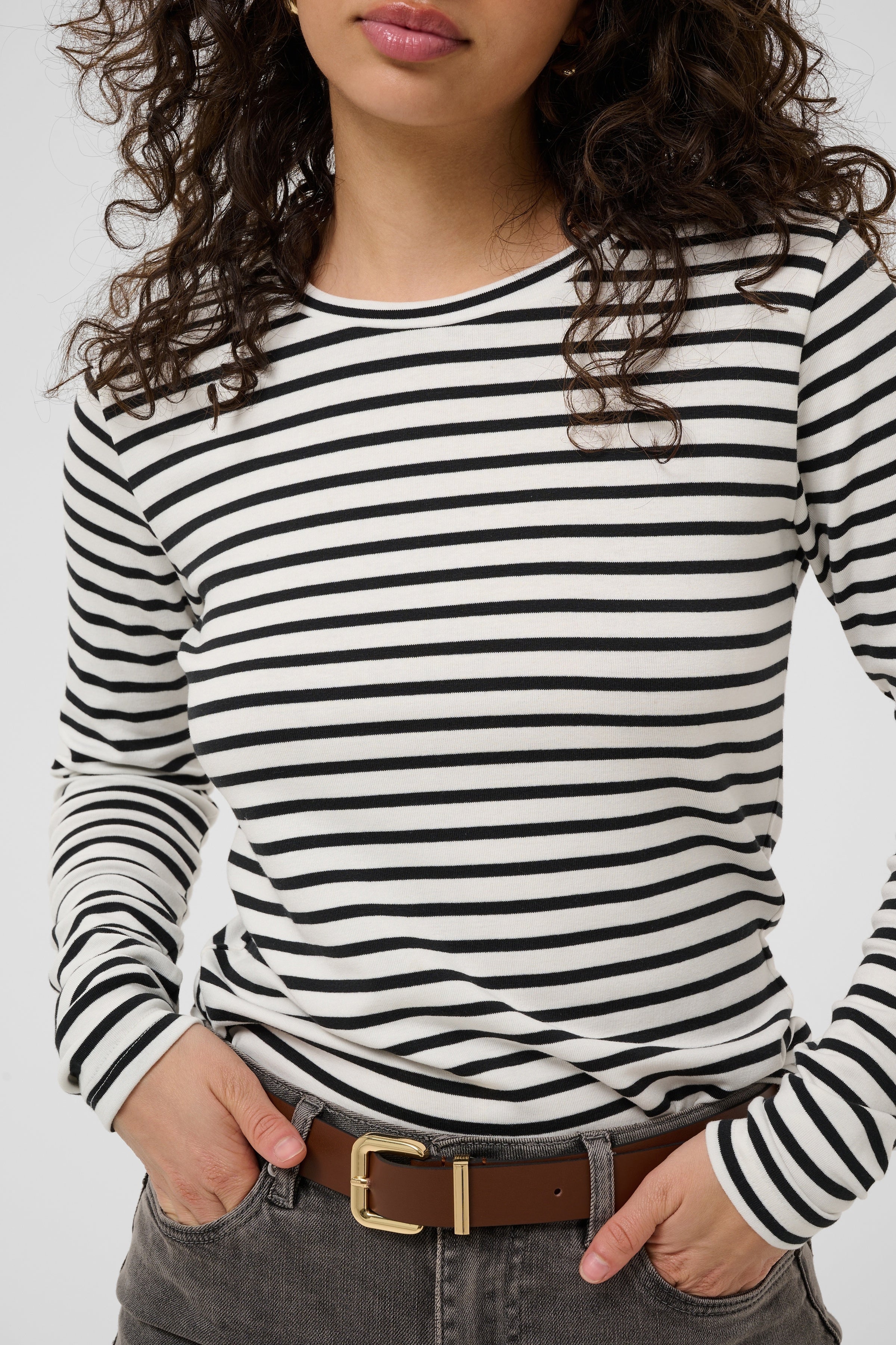 Kaffe Liddy T-shirt - Chalk Black Stripe