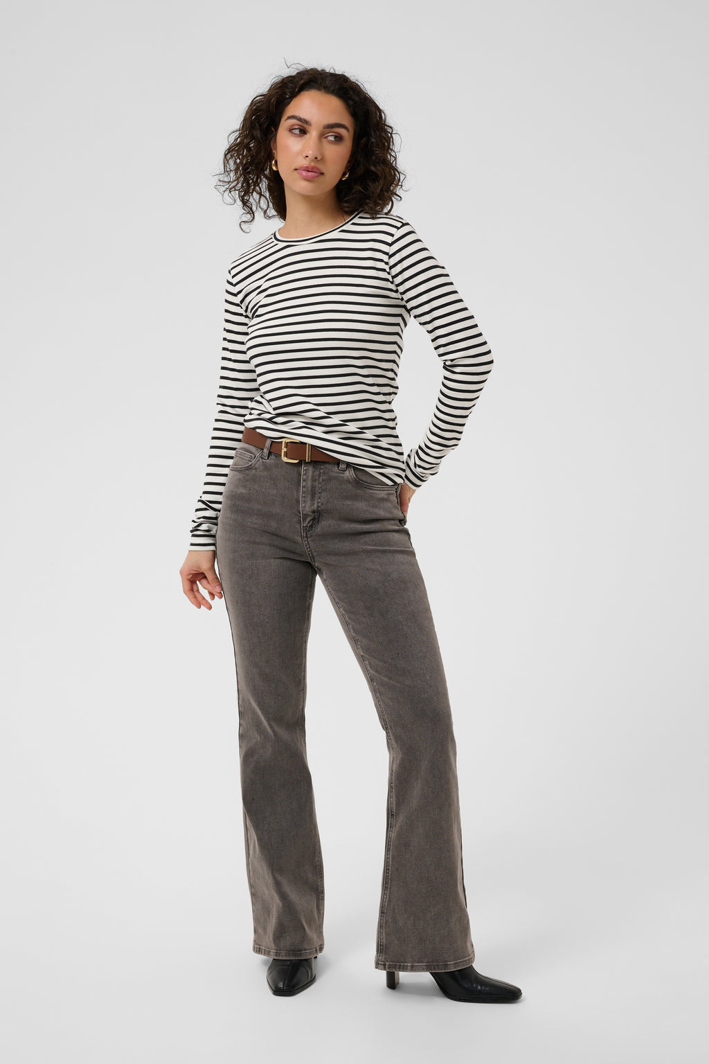 Kaffe Liddy T-shirt - Chalk Black Stripe