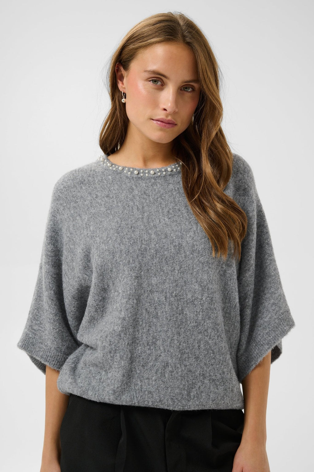 picture of Kaffe Betty Wing Pullover - Grey Melange - Number Two - womens - fashion - clothing - Kaffe 1
