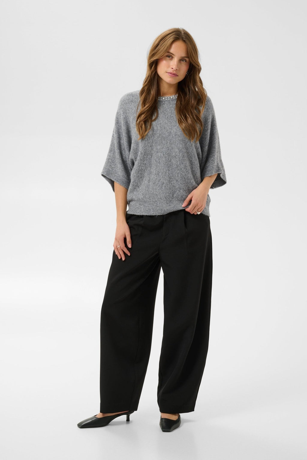picture of Kaffe Betty Wing Pullover - Grey Melange - Number Two - womens - fashion - clothing - Kaffe 4