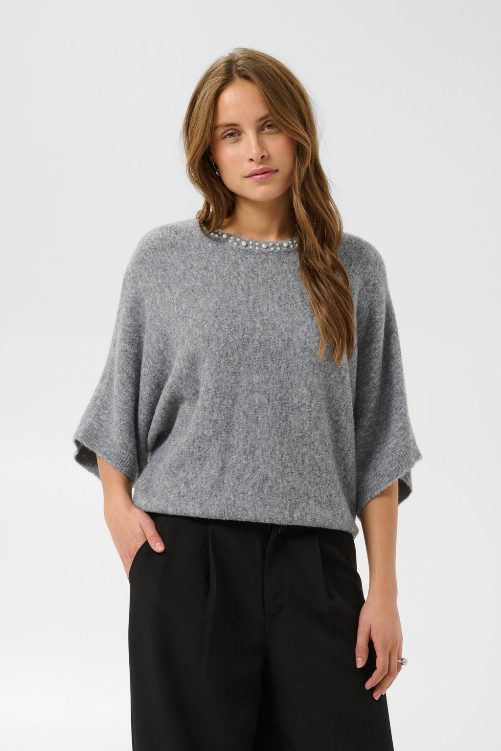 picture of Kaffe Betty Wing Pullover - Grey Melange - Number Two - womens - fashion - clothing - Kaffe 3