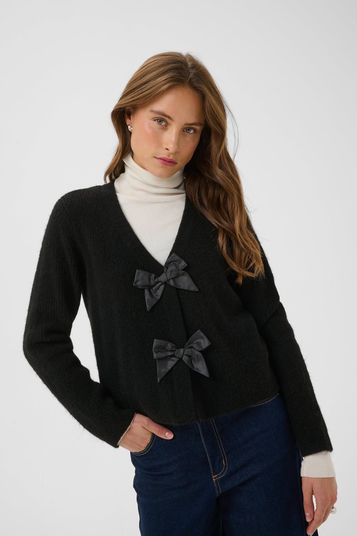 picture of Kaffe May Knit Cardigan - Deep Black - Number Two - womens - fashion - clothing - Kaffe 1