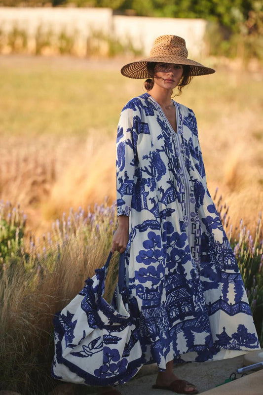 picture of One Hundred Stars Giant Willow Blue Pinch Pleat Dress - Number Two - womens - fashion - clothing - One Hundred Stars 1