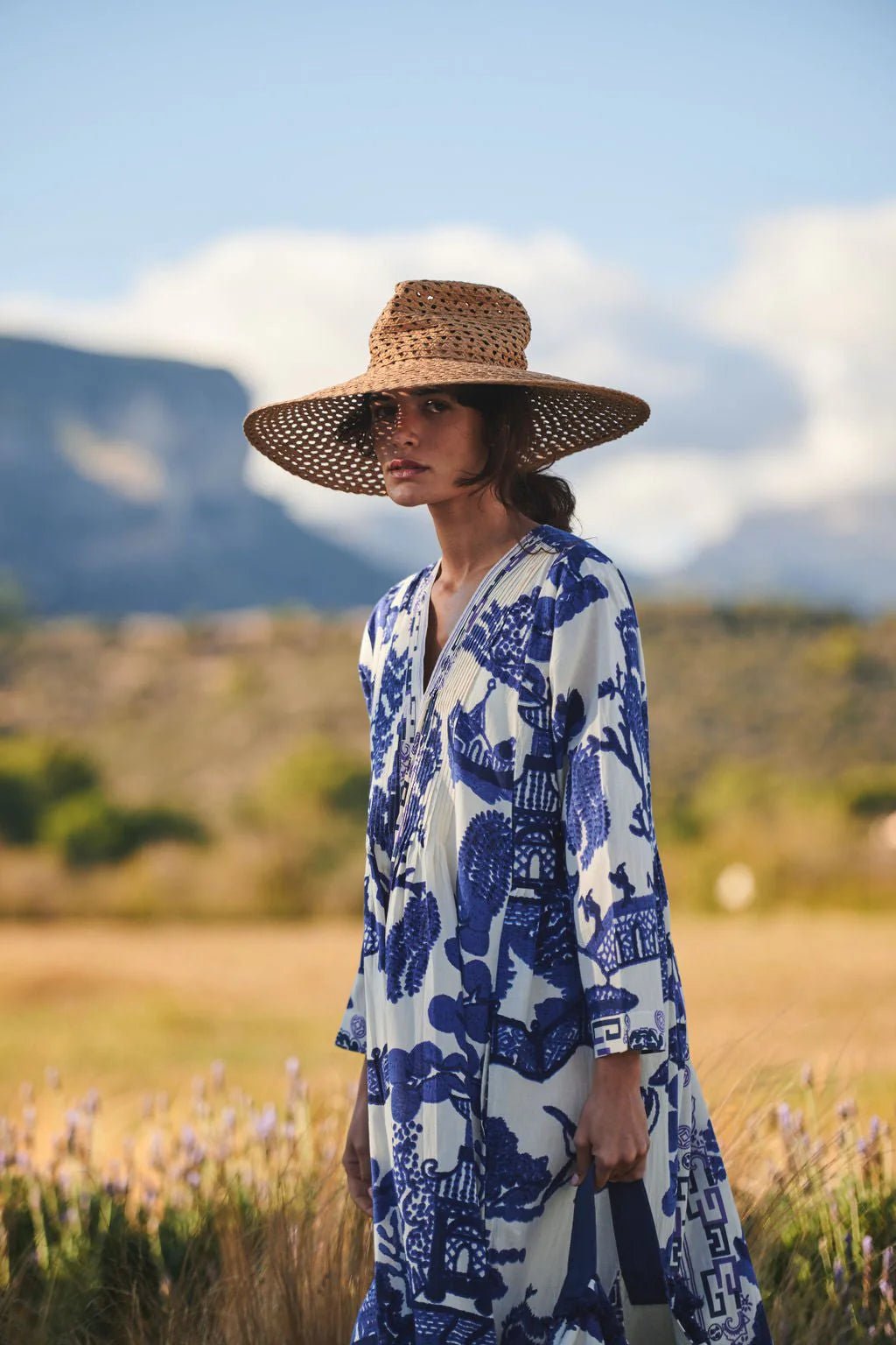 picture of One Hundred Stars Giant Willow Blue Pinch Pleat Dress - Number Two - womens - fashion - clothing - One Hundred Stars 3