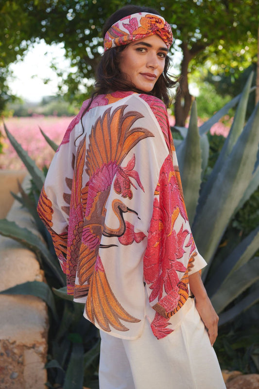 picture of One Hundred Stars Kimono Crane Ecru - Number Two - womens - fashion - clothing - One Hundred Stars 1