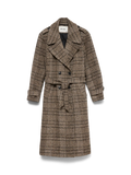 Aware Dominique Long Belt Coat - Chocolate Torte/White