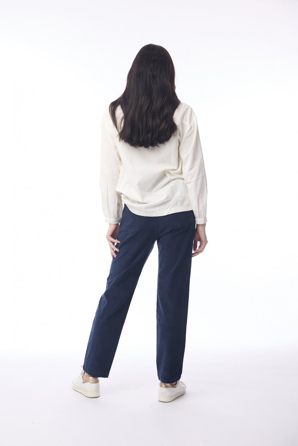 picture of Orientique Cord Slim Trouser - Navy - Number Two - womens - fashion - clothing - Orientique 3
