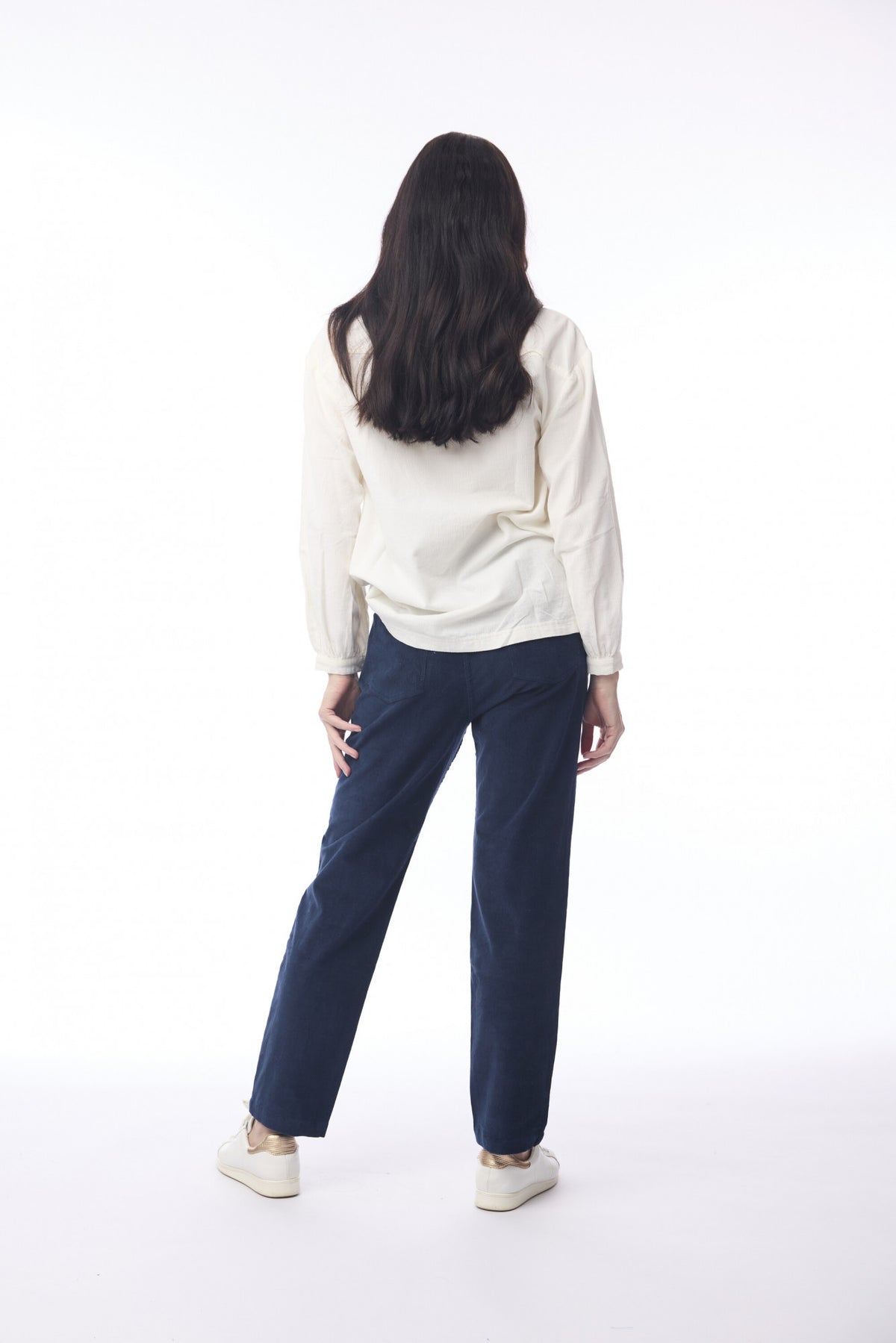 picture of Orientique Cord Slim Trouser - Navy - Number Two - womens - fashion - clothing - Orientique 3