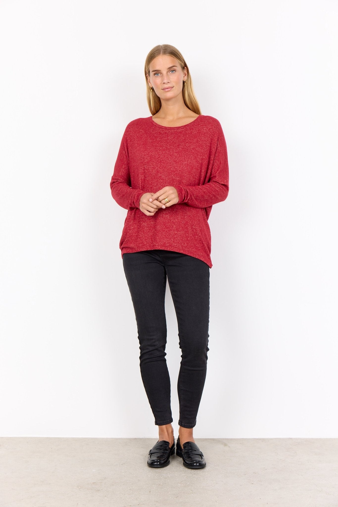 picture of SoyaConcept BIARA 1 Long Sleeve T Blouse - Dark Red Melange - Number Two - womens - fashion - ethical - clothing