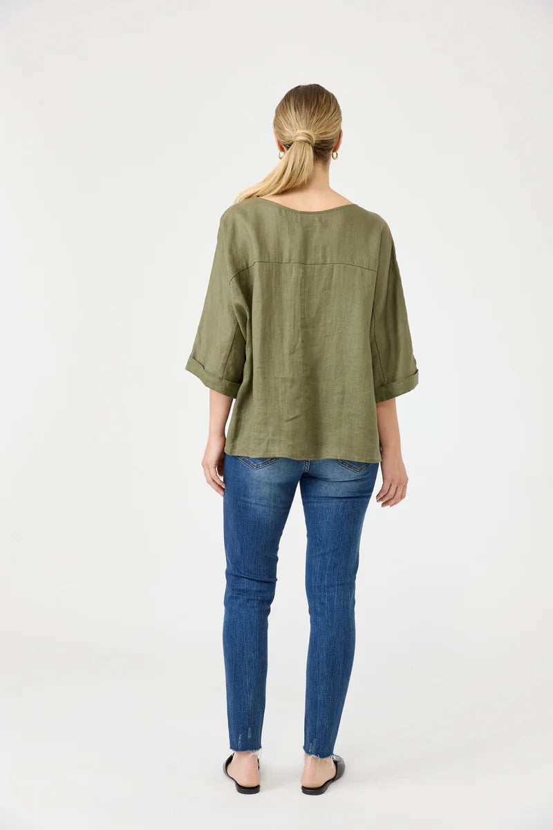 Eb & Ive Studio Relaxed Top - Khaki