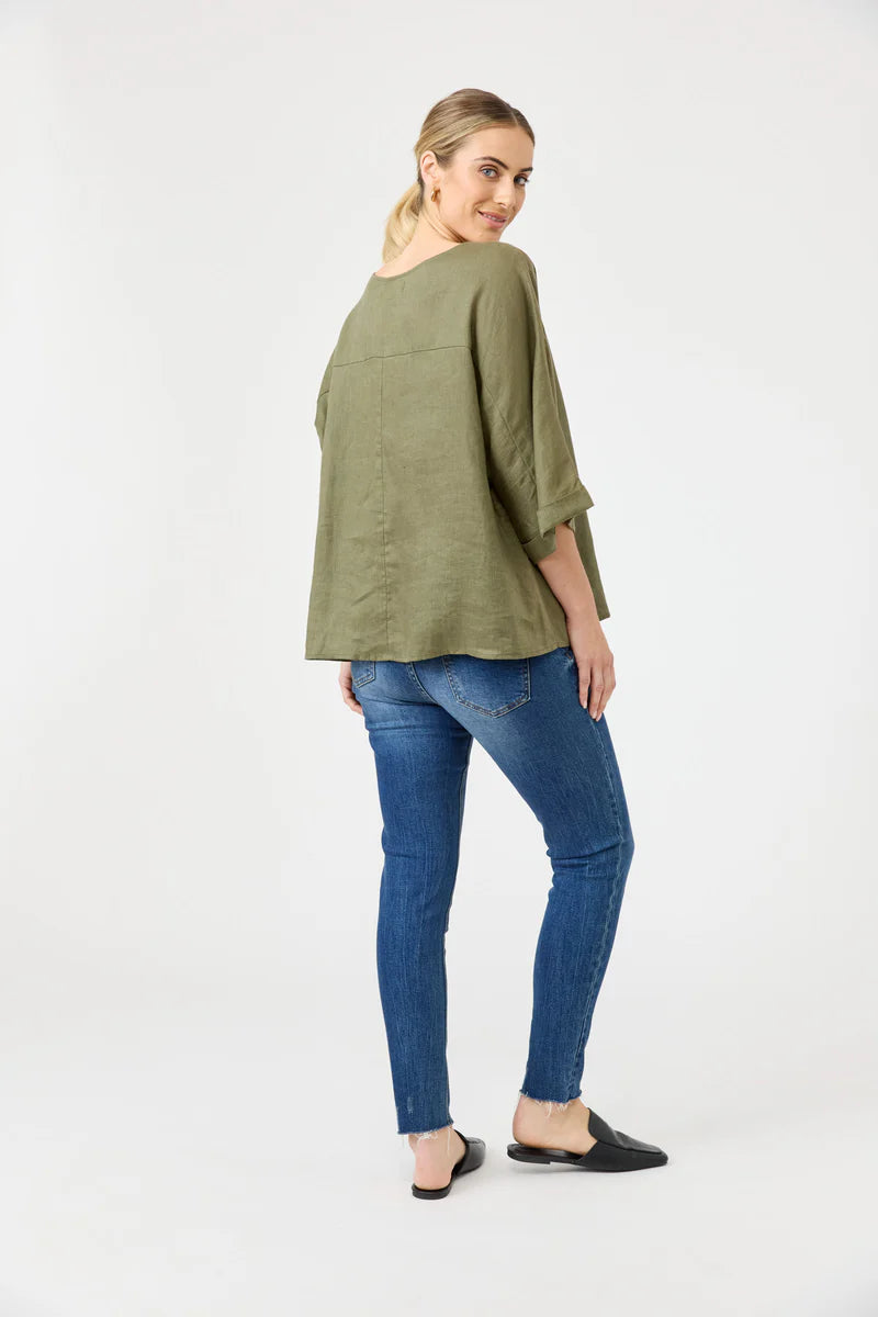 Eb & Ive Studio Relaxed Top - Khaki