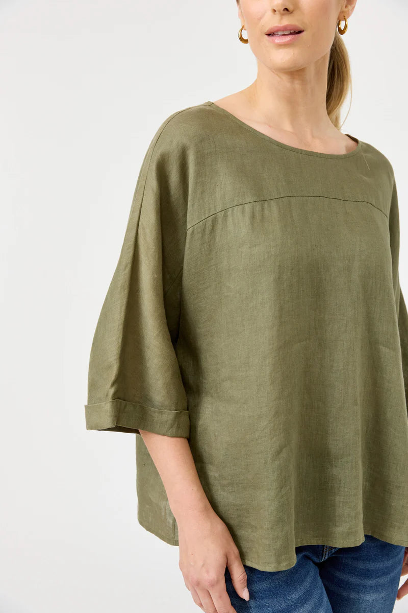 Eb & Ive Studio Relaxed Top - Khaki