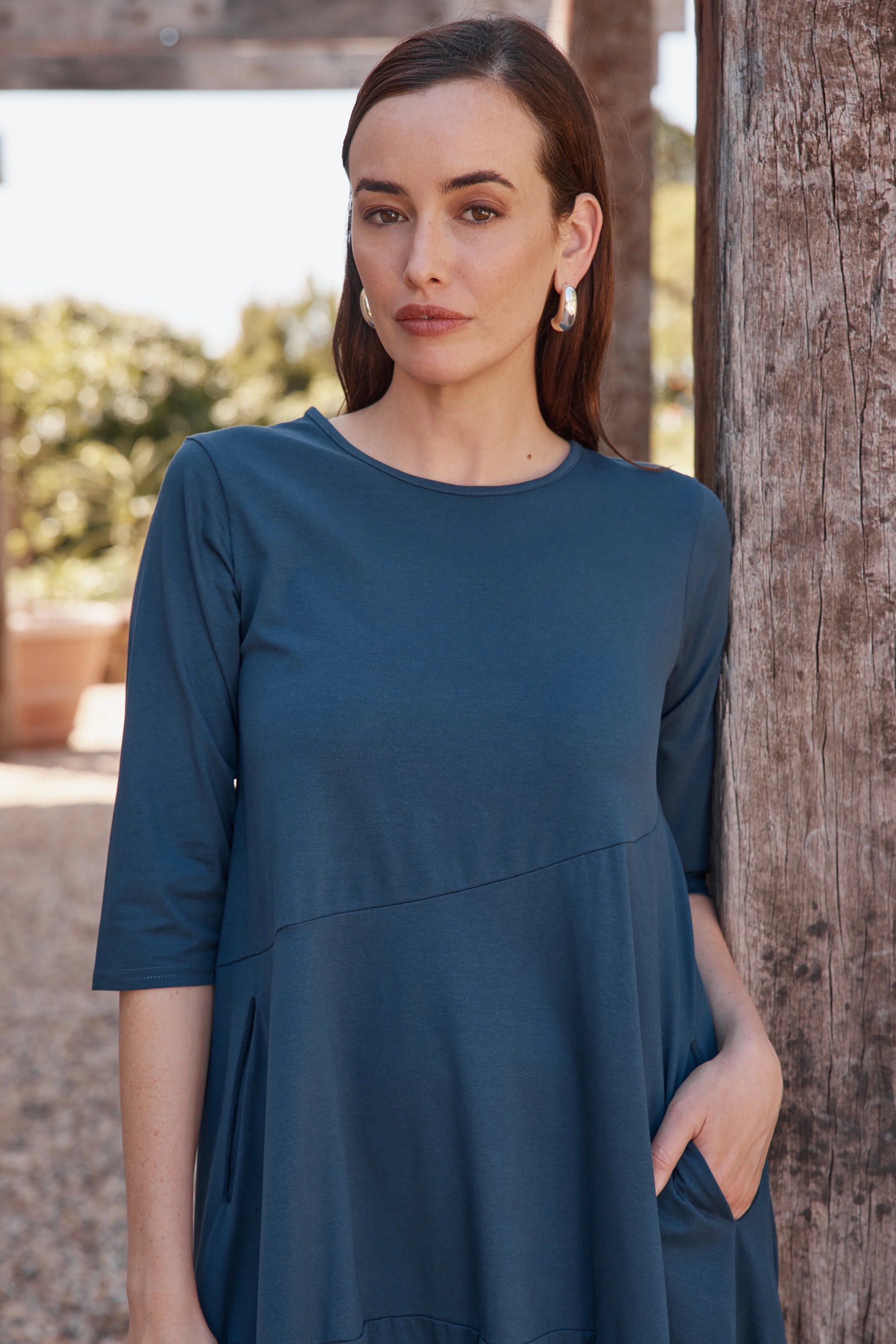 picture of Tirelli Diagonal Seam Winter Dress - Deep Ocean - Number Two - womens - fashion - clothing - Tirelli 4