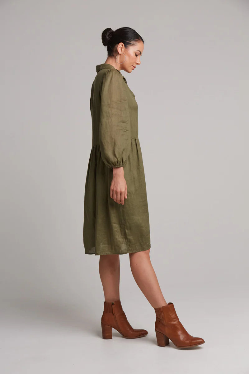 Eb & Ive Studio Midi Shirt Dress - Khaki