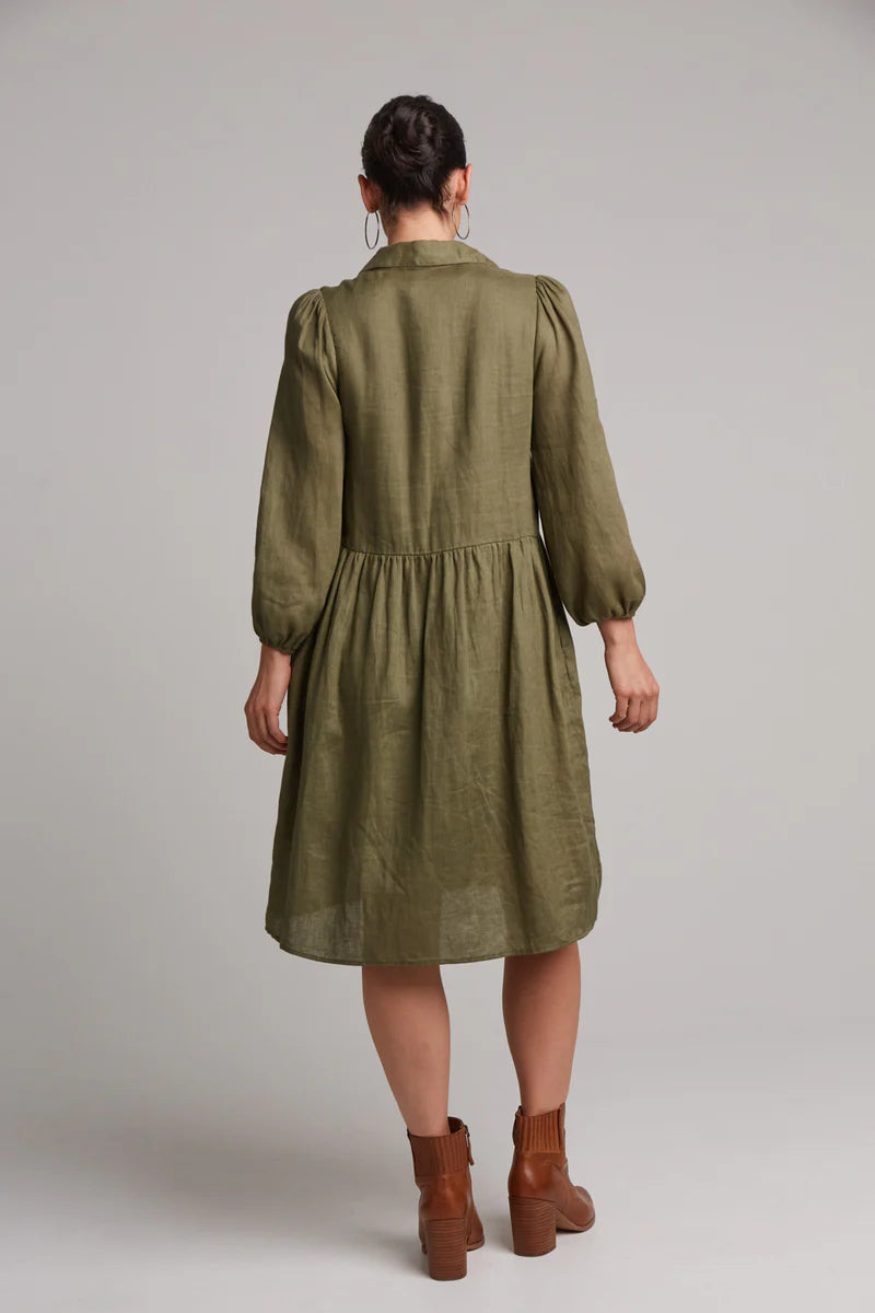 Eb & Ive Studio Midi Shirt Dress - Khaki