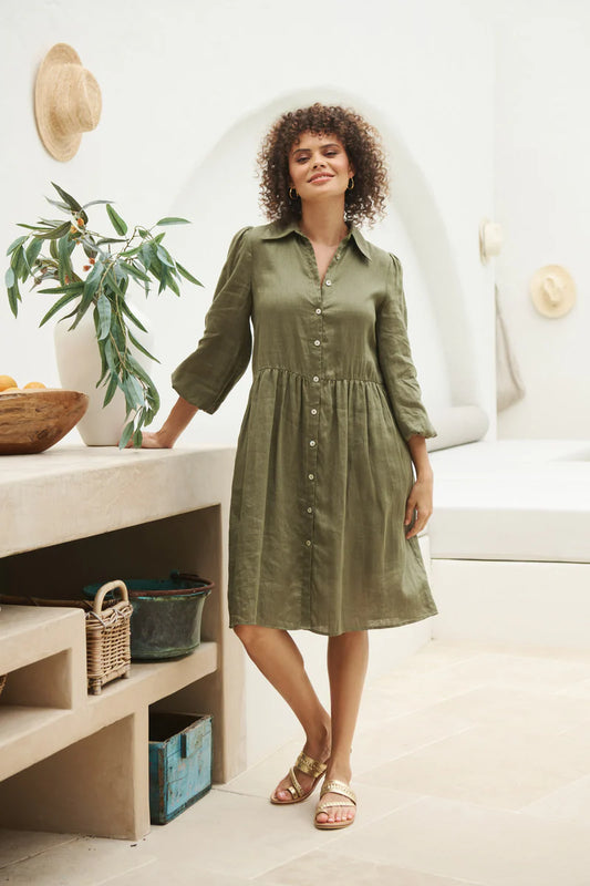 Eb & Ive Studio Midi Shirt Dress - Khaki