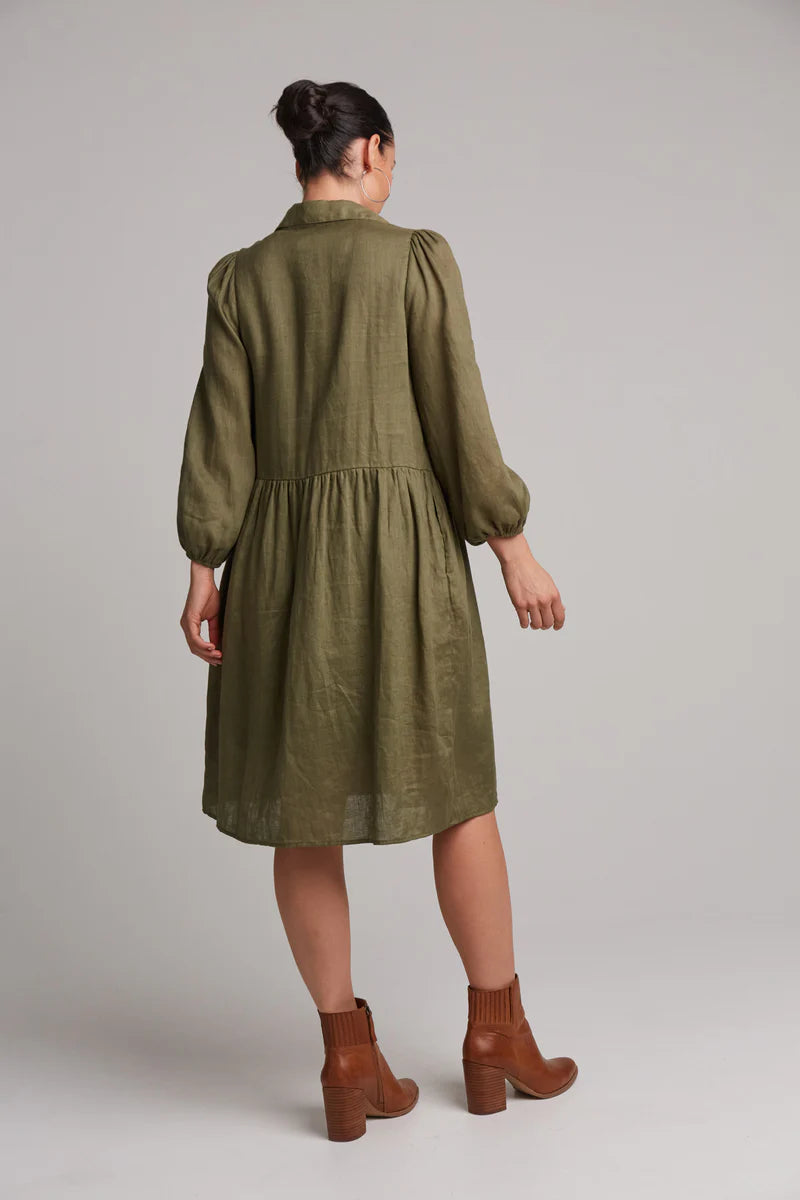 Eb & Ive Studio Midi Shirt Dress - Khaki
