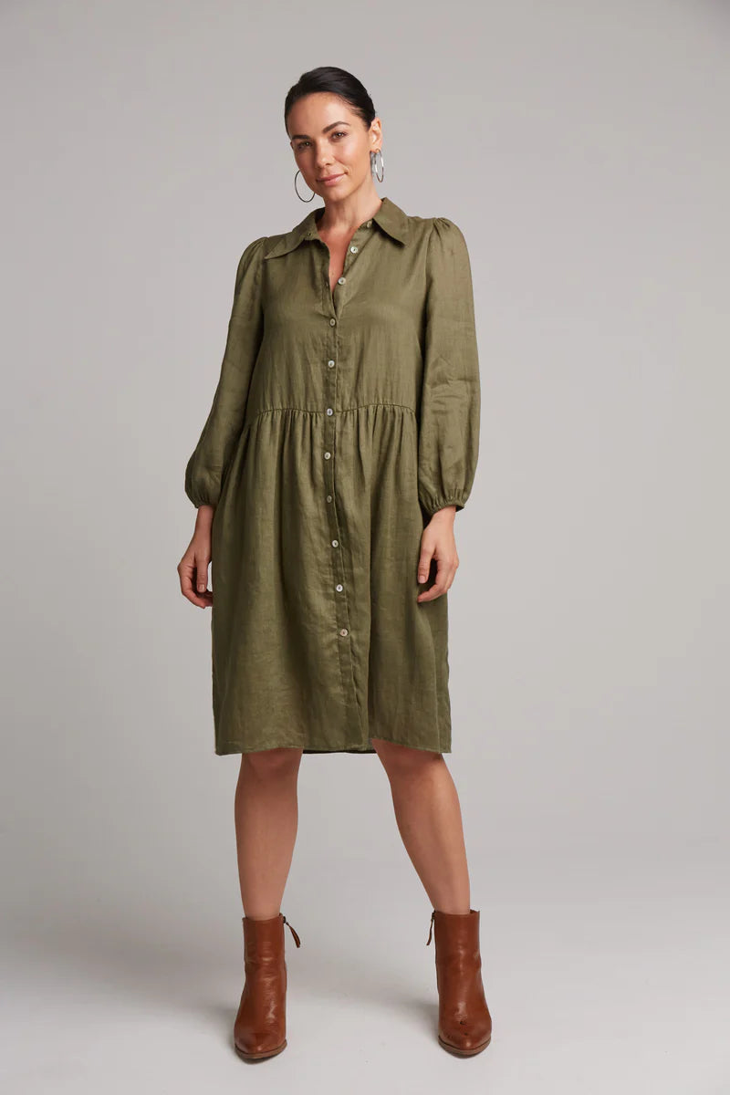 Eb & Ive Studio Midi Shirt Dress - Khaki