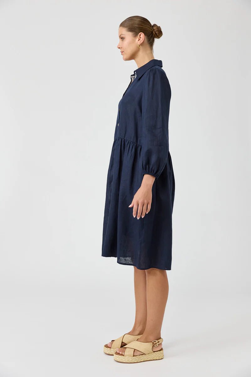 picture of Eb & Ive Studio Midi Shirt Dress - Navy - Number Two - womens - fashion - clothing - Eb & Ive 3