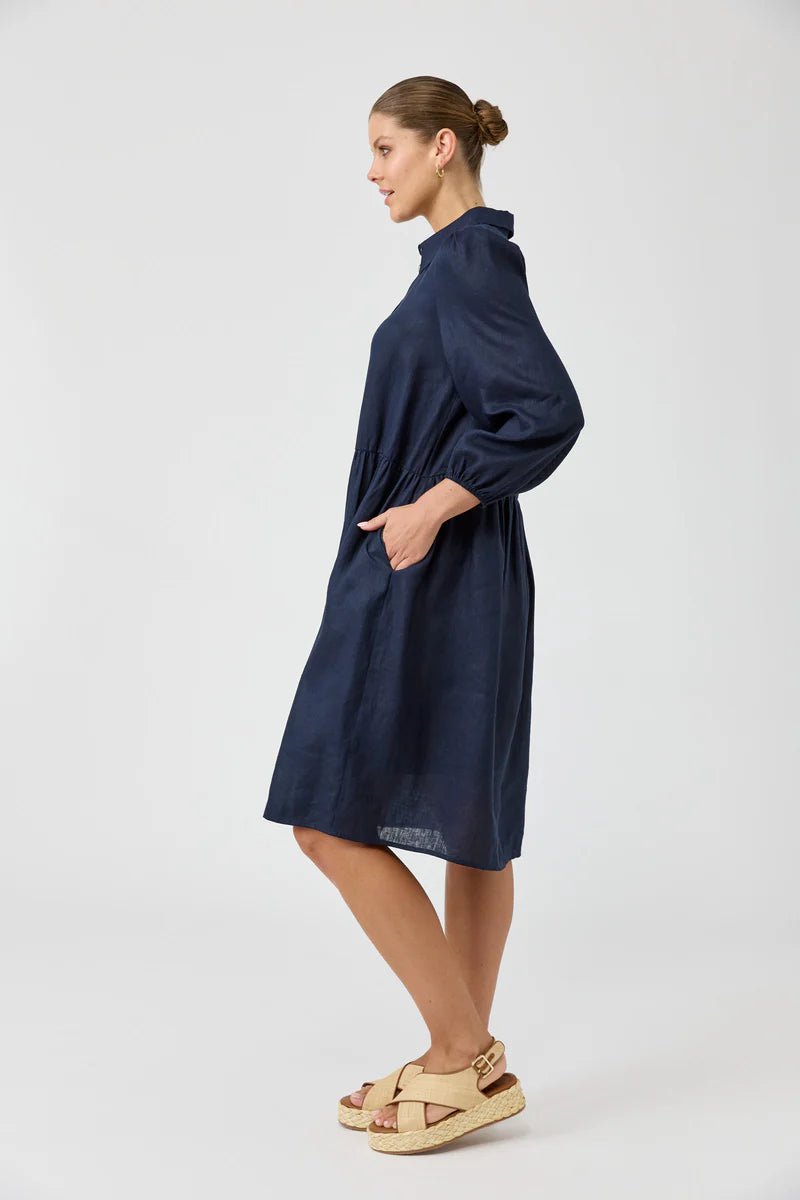 picture of Eb & Ive Studio Midi Shirt Dress - Navy - Number Two - womens - fashion - clothing - Eb & Ive 4