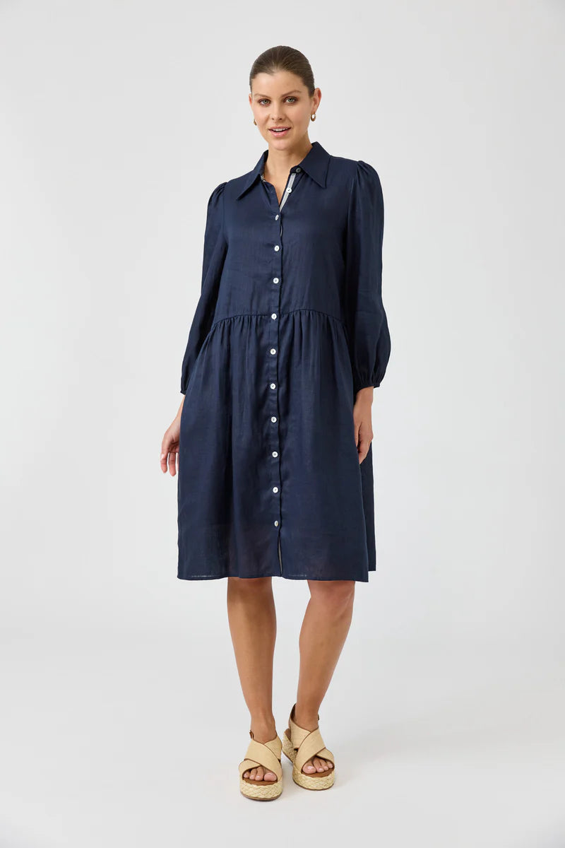Eb & Ive Studio Midi Shirt Dress - Navy