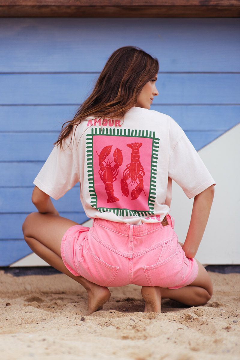 picture of Le Temp Des Cerises Homard 'Lobster' T-Shirt - Lotus Pale Pink - Number Two - womens - fashion - clothing - 1