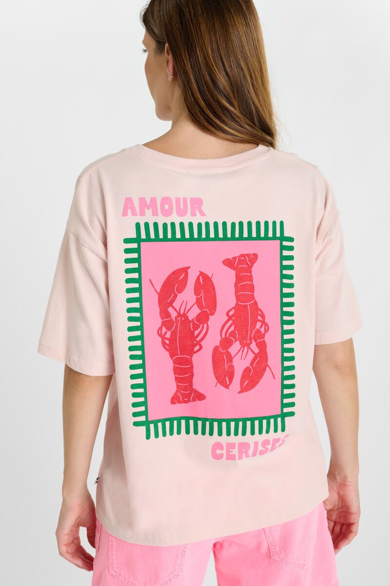 picture of Le Temp Des Cerises Homard 'Lobster' T-Shirt - Lotus Pale Pink - Number Two - womens - fashion - clothing - 3