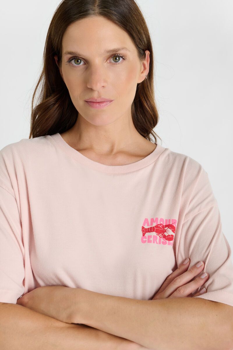 picture of Le Temp Des Cerises Homard 'Lobster' T-Shirt - Lotus Pale Pink - Number Two - womens - fashion - clothing - 4