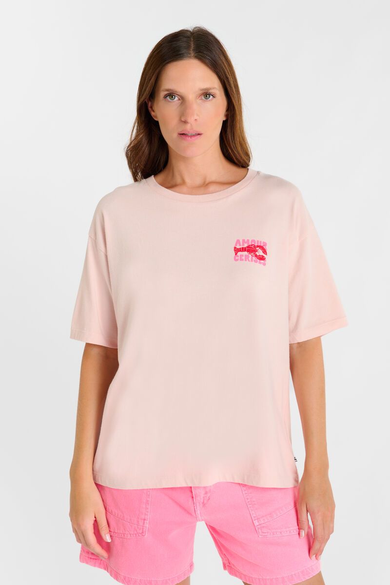 picture of Le Temp Des Cerises Homard 'Lobster' T-Shirt - Lotus Pale Pink - Number Two - womens - fashion - clothing - 2