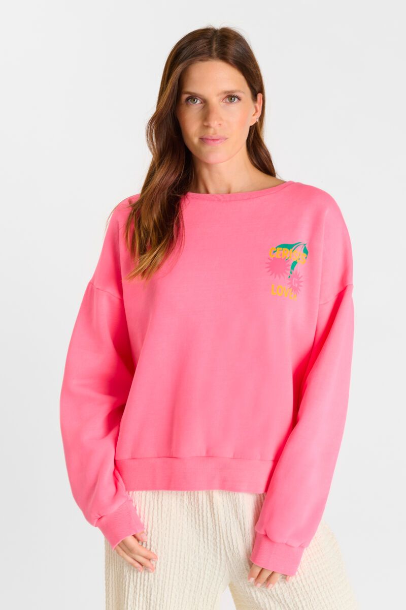 picture of Le Temp Des Cerises Piraya Sweatshirt - Pink Fluor - Number Two - womens - fashion - clothing - 2