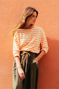 picture of Le Temp Des Cerises Frudette LS Stripe Top - Orange Fluo - Number Two - womens - fashion - clothing - Le Temp Des Cerises 1