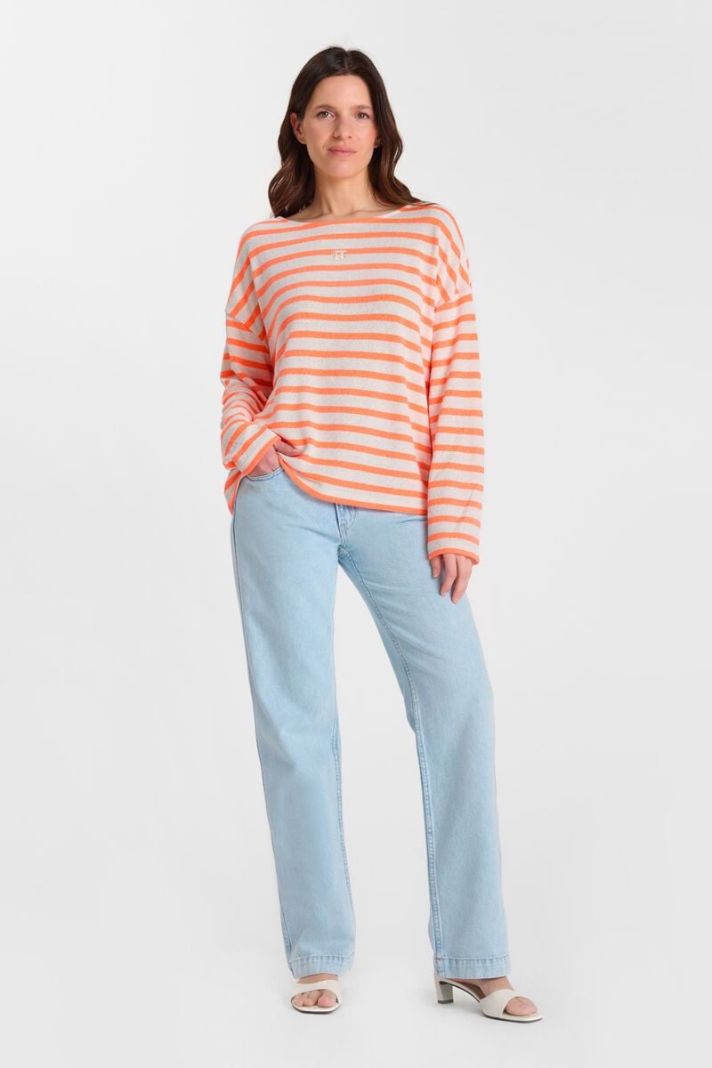 picture of Le Temp Des Cerises Frudette LS Stripe Top - Orange Fluo - Number Two - womens - fashion - clothing - Le Temp Des Cerises 7