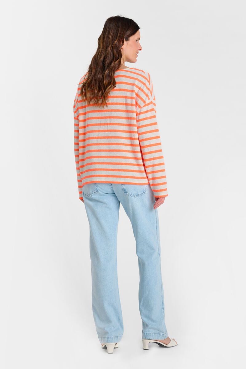 picture of Le Temp Des Cerises Frudette LS Stripe Top - Orange Fluo - Number Two - womens - fashion - clothing - Le Temp Des Cerises 8