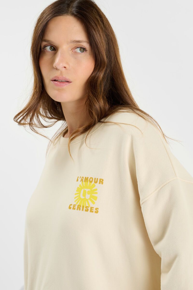 picture of Le Temp Des Cerises Suna Sweatshirt - Cream - Number Two - womens - fashion - clothing - Le Temp Des Cerises 7