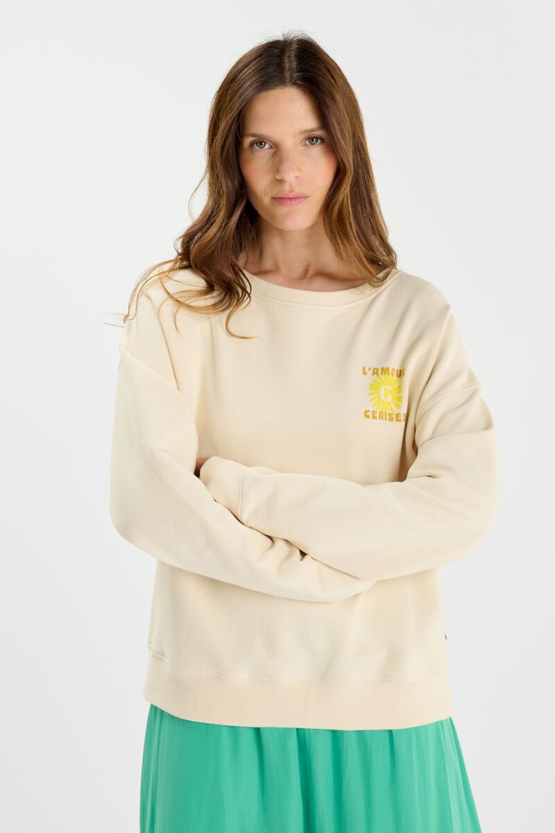 picture of Le Temp Des Cerises Suna Sweatshirt - Cream - Number Two - womens - fashion - clothing - Le Temp Des Cerises 2