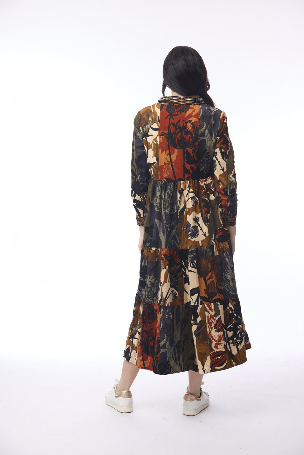 picture of Orientique Dagomba Midi Collar Dress Cord - Blue/Tan Print - Number Two - womens - fashion - clothing - Orientique 3