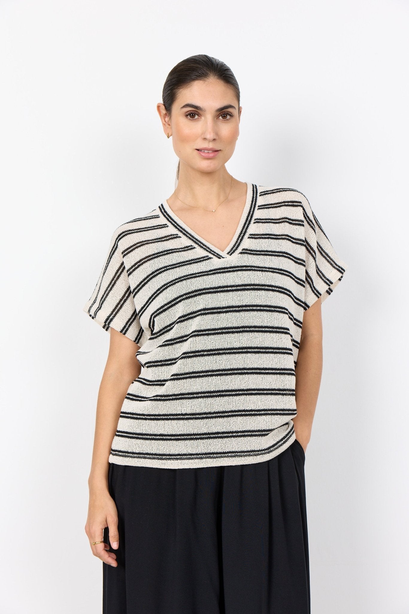 picture of SoyaConcept Frey 1 Sleeveless Tank Knit - Off White/Black Stripe - Number Two - womens - fashion - clothing - SoyaConcept 1