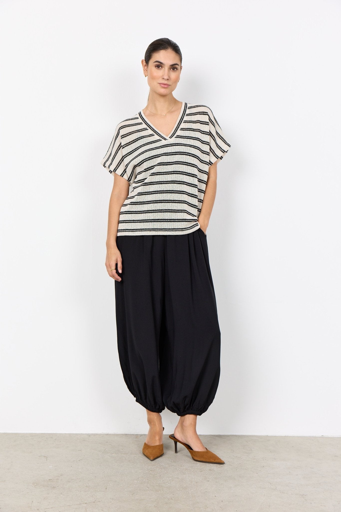 picture of SoyaConcept Frey 1 Sleeveless Tank Knit - Off White/Black Stripe - Number Two - womens - fashion - clothing - SoyaConcept 2