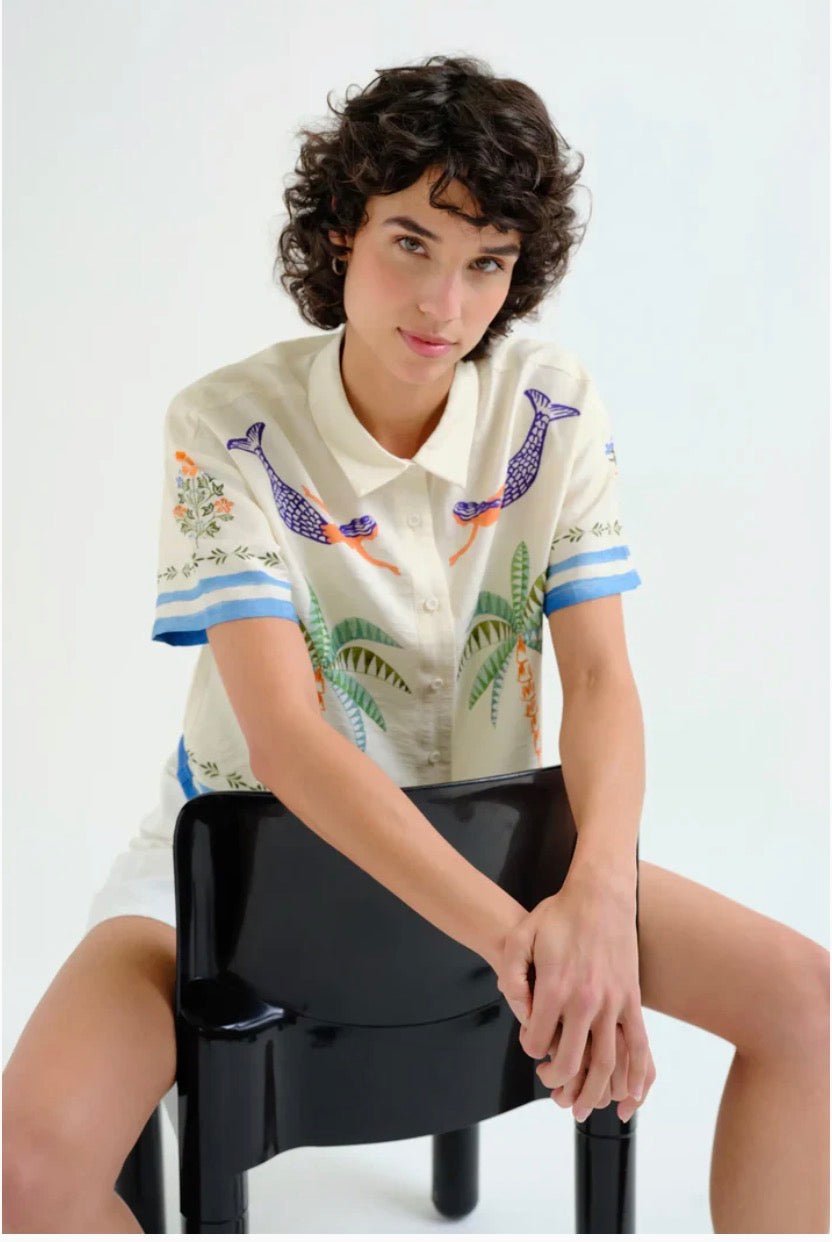 picture of Compania Fantastica 11119 Palm & Mermaid Shirt - Multi - Number Two - womens - fashion - clothing - Compania Fantastica 2