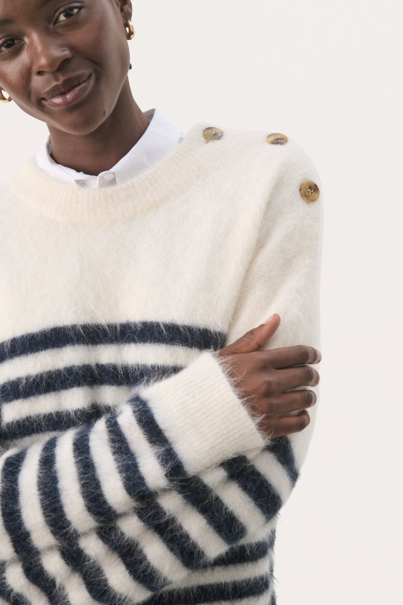 Part Two PialilPW Pullover Dark Navy Stripe