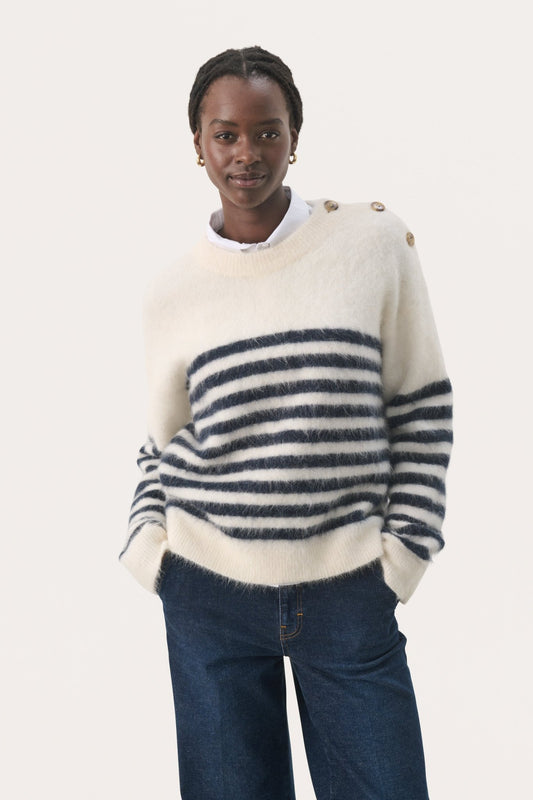 Part Two PialilPW Pullover Dark Navy Stripe