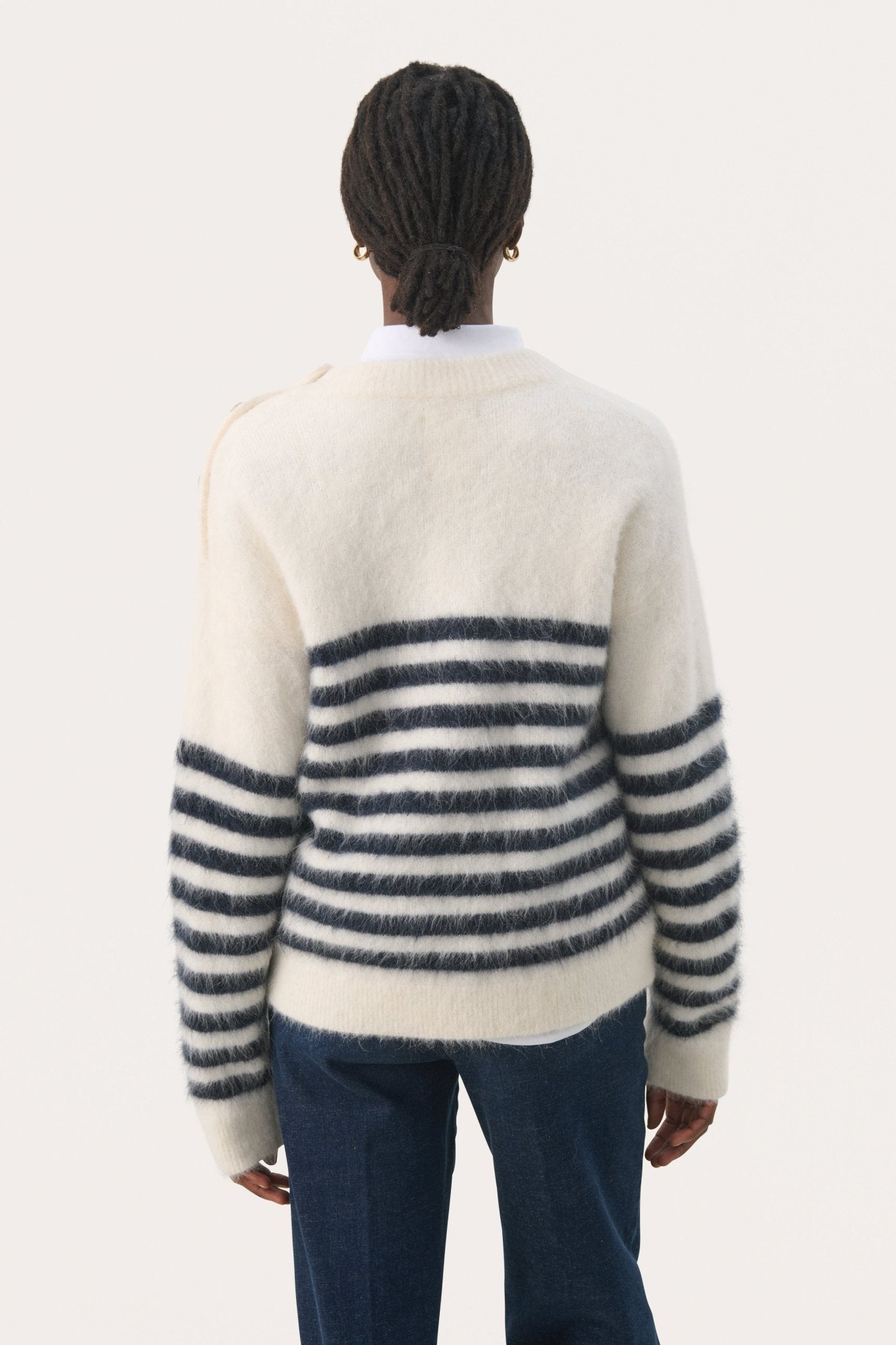 Part Two PialilPW Pullover Dark Navy Stripe