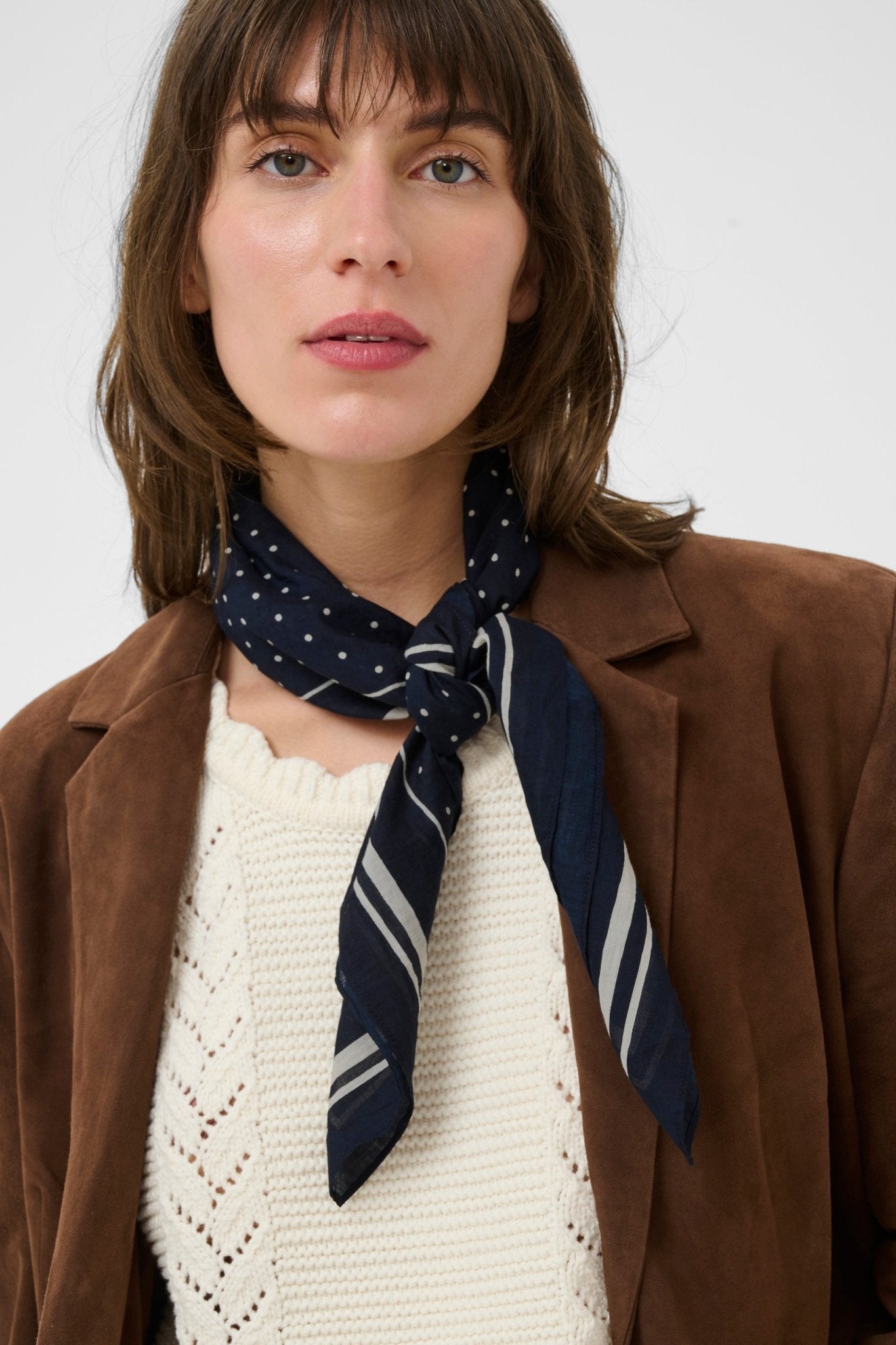 picture of Part Two Phi Dotty Scarf - Navy - Number Two - womens - fashion - accessories - Part Two 1