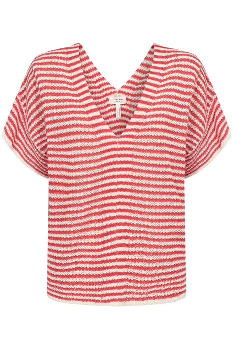 Part Two NailahPW Linen Pullover Bittersweet Red Stripe